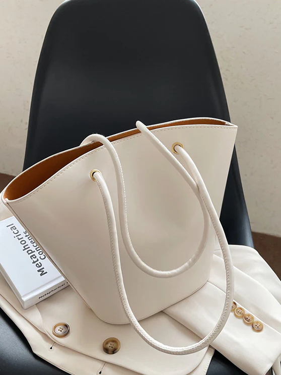 Bucket-shaped faux leather handbag 0837