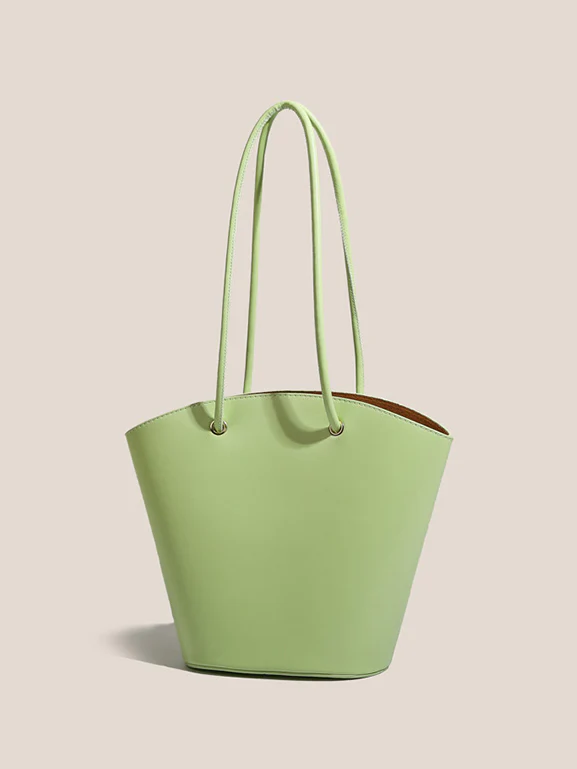 Bucket-shaped faux leather handbag 0837