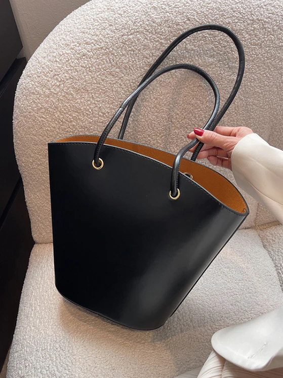 Bucket-shaped faux leather handbag 0837