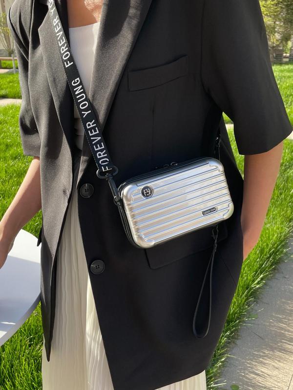 Women's Plain Suitcase Design Letter ShoulderStrap Crossbody Bag