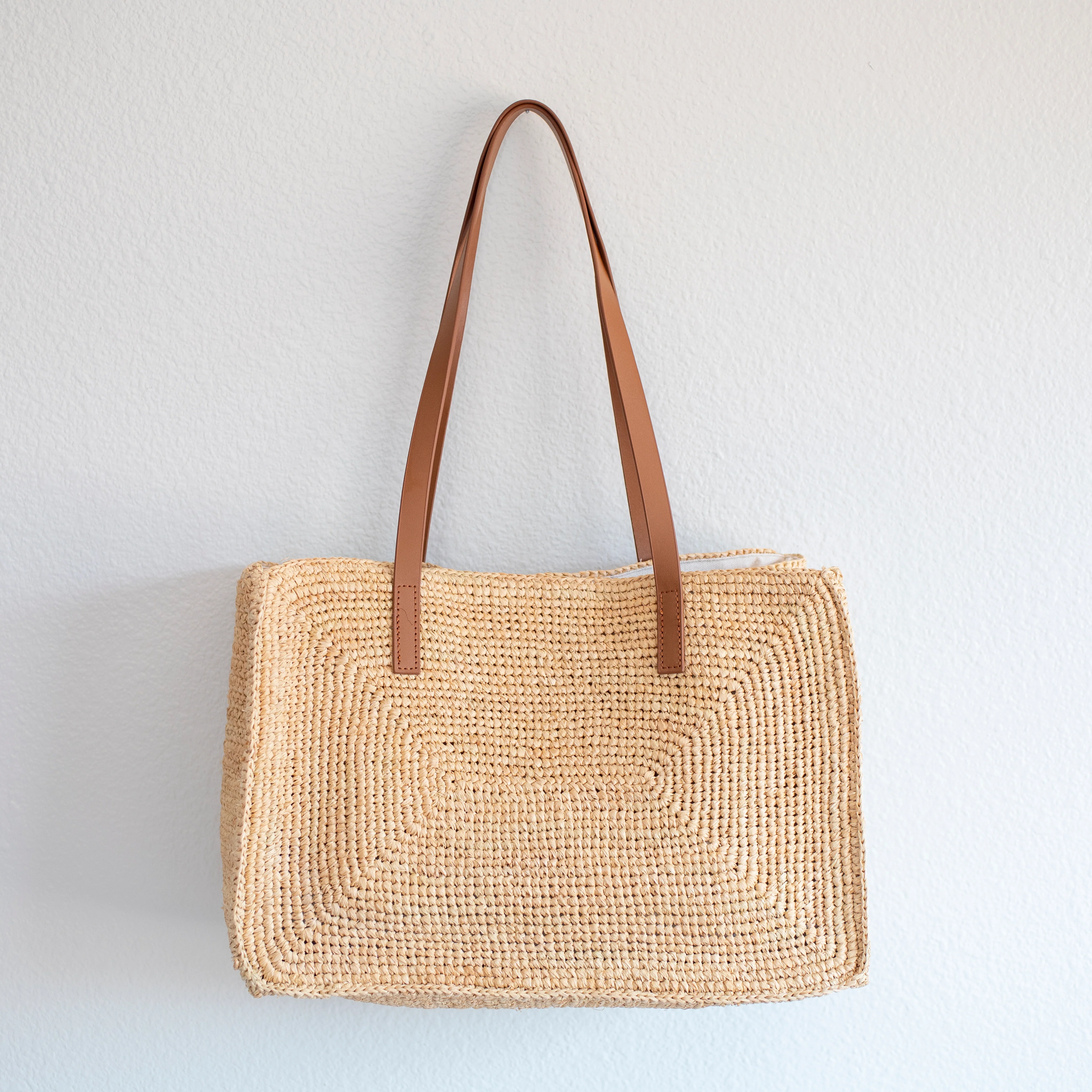 Women's Large Soft Raffia Woven Summer Straw Tote